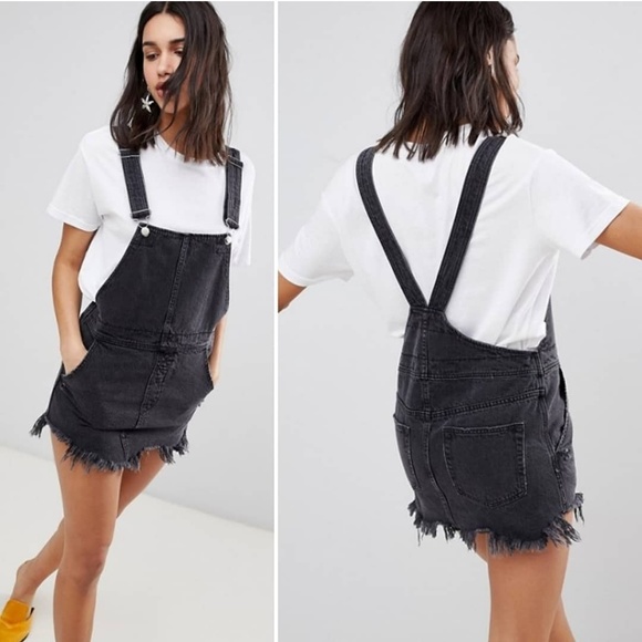 Free People Dresses & Skirts - Free People | Torn Up Denim Jumper Dress in Black